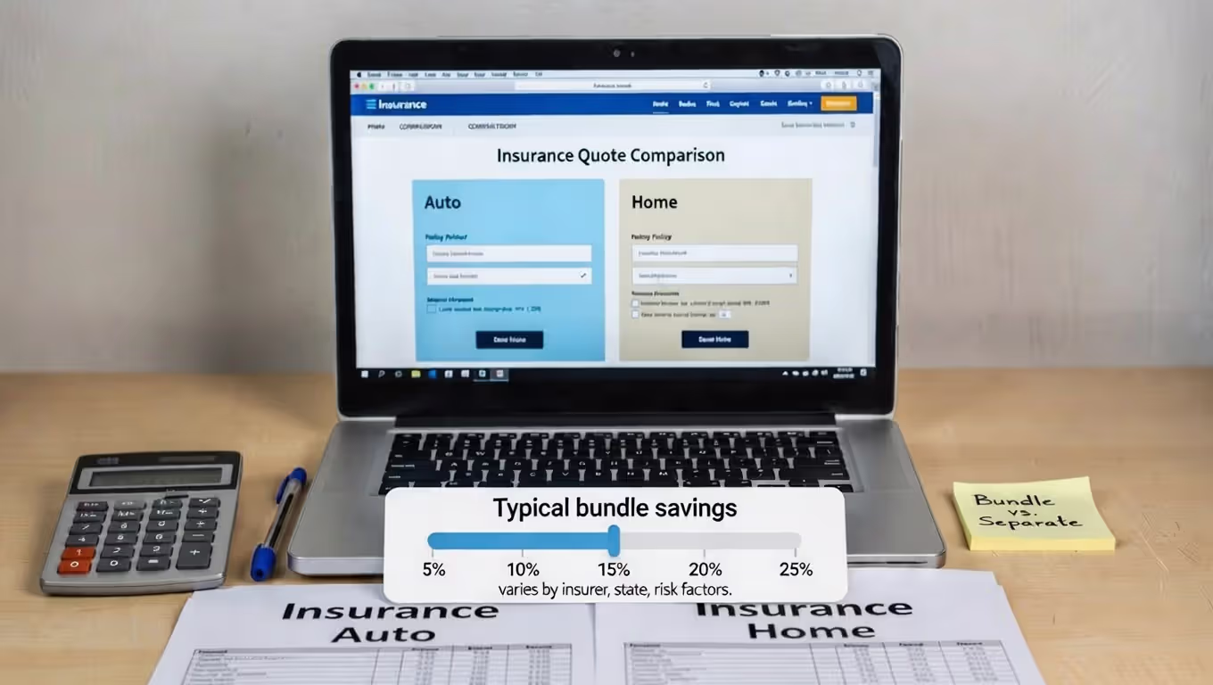 Range bar showing typical bundle savings from 5% to 25% with variability note.