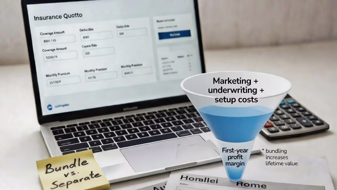 Graphic showing acquisition costs and how bundling increases customer lifetime value.