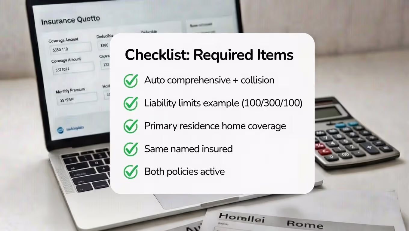 Checklist of common requirements to qualify for full multi-policy discounts.
