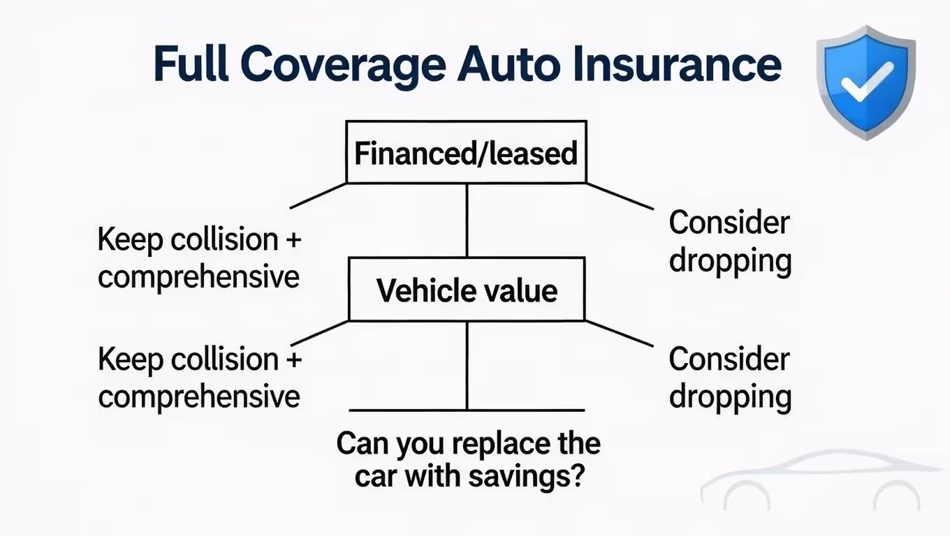 Decision tree for whether to keep or drop collision and comprehensive coverage.