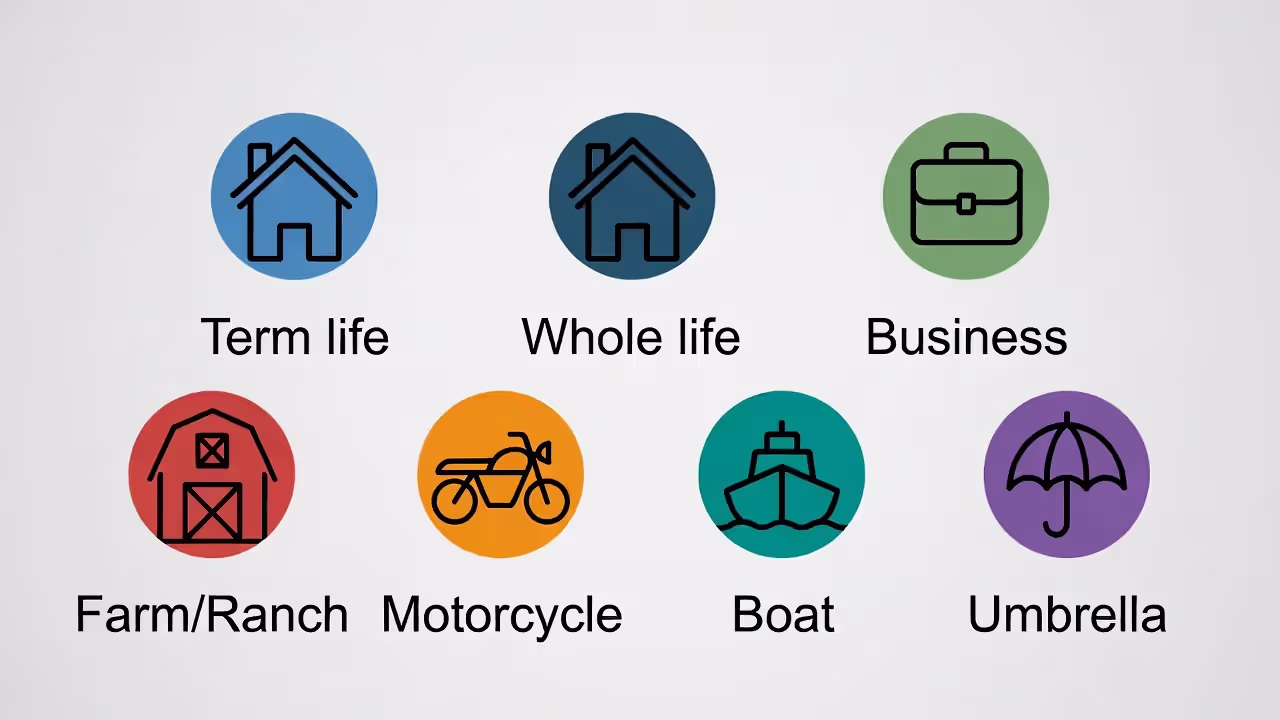 Icons showing life and specialty insurance products offered by the company