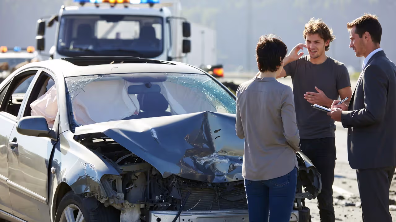 damaged car after accident with insurance claim process