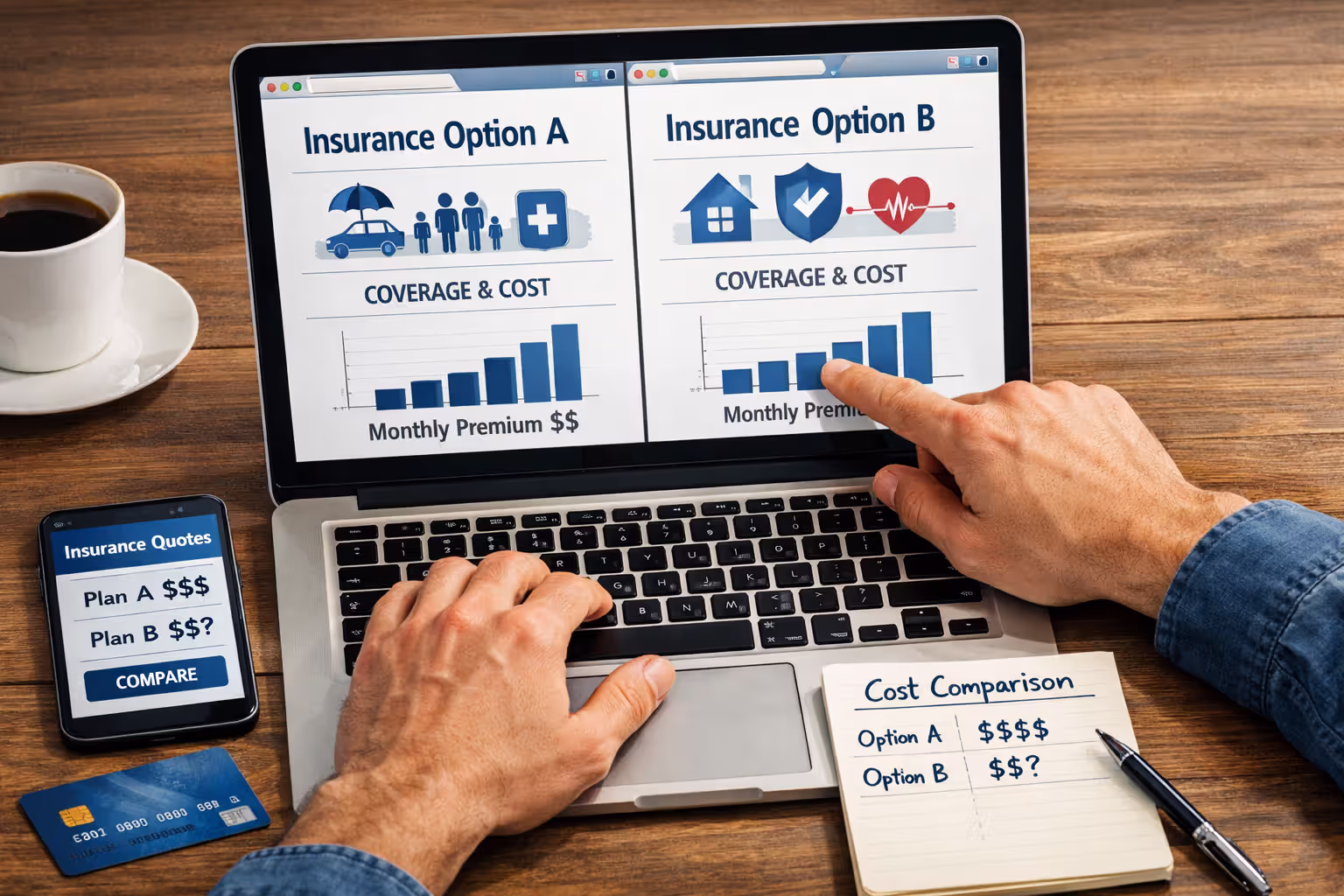 person comparing gap insurance prices online