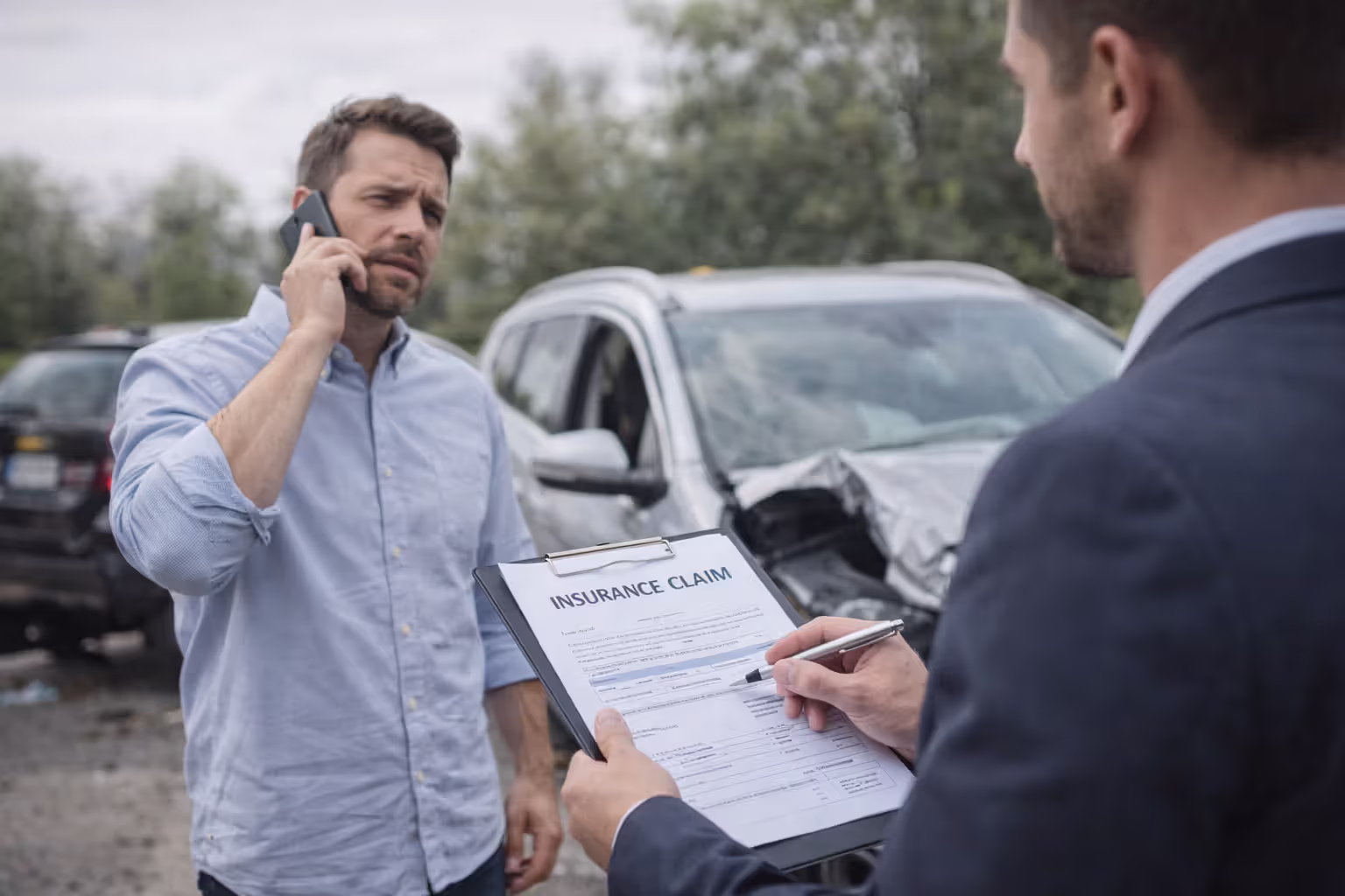 person filing insurance claim after damage