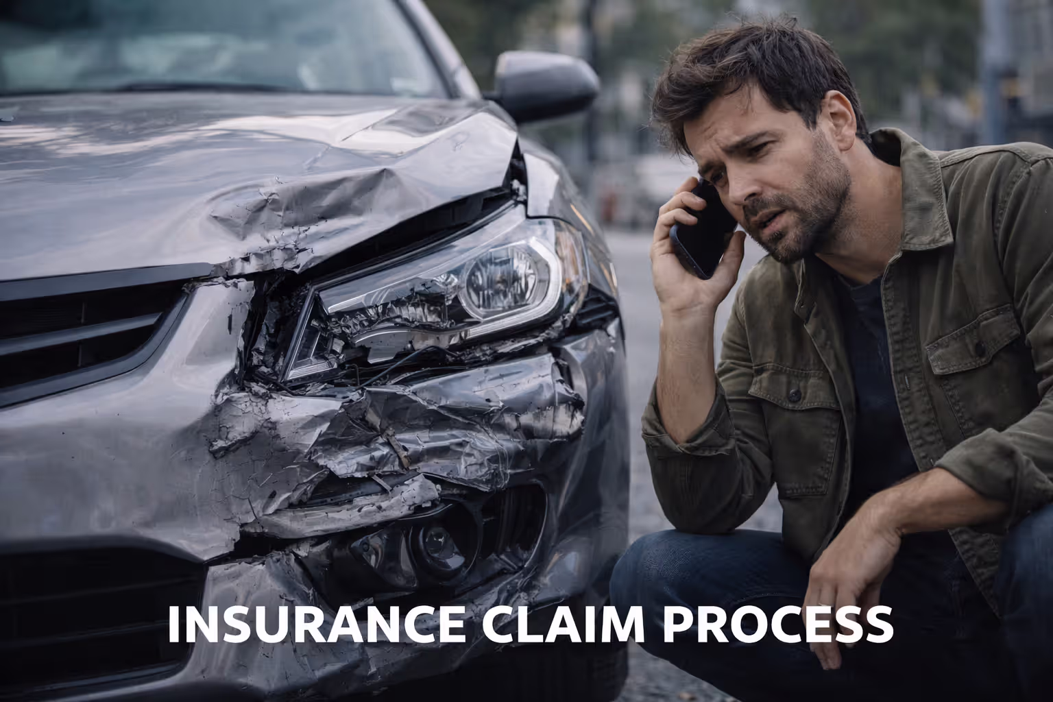 driver documenting car damage for insurance claim