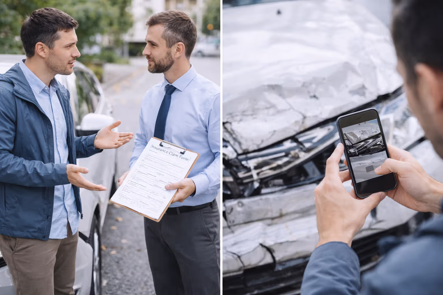 driver handling insurance claim after car accident